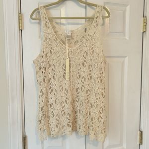 Kenar Crochet Tank Womens 3X NWT Ivory Lined Boho Spring Cottagecore